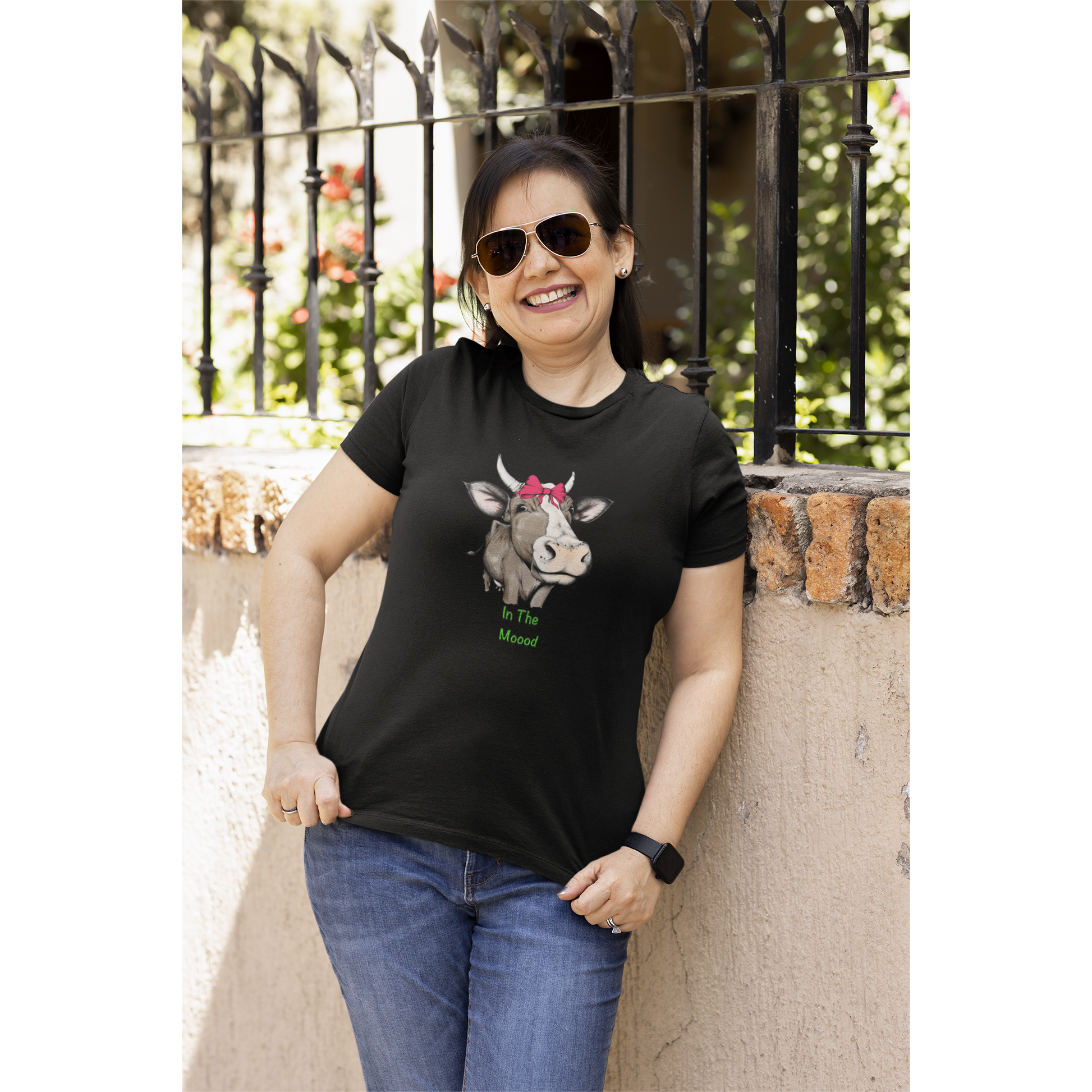 Women's Tee Cute In The Moood, Original Cow Tee