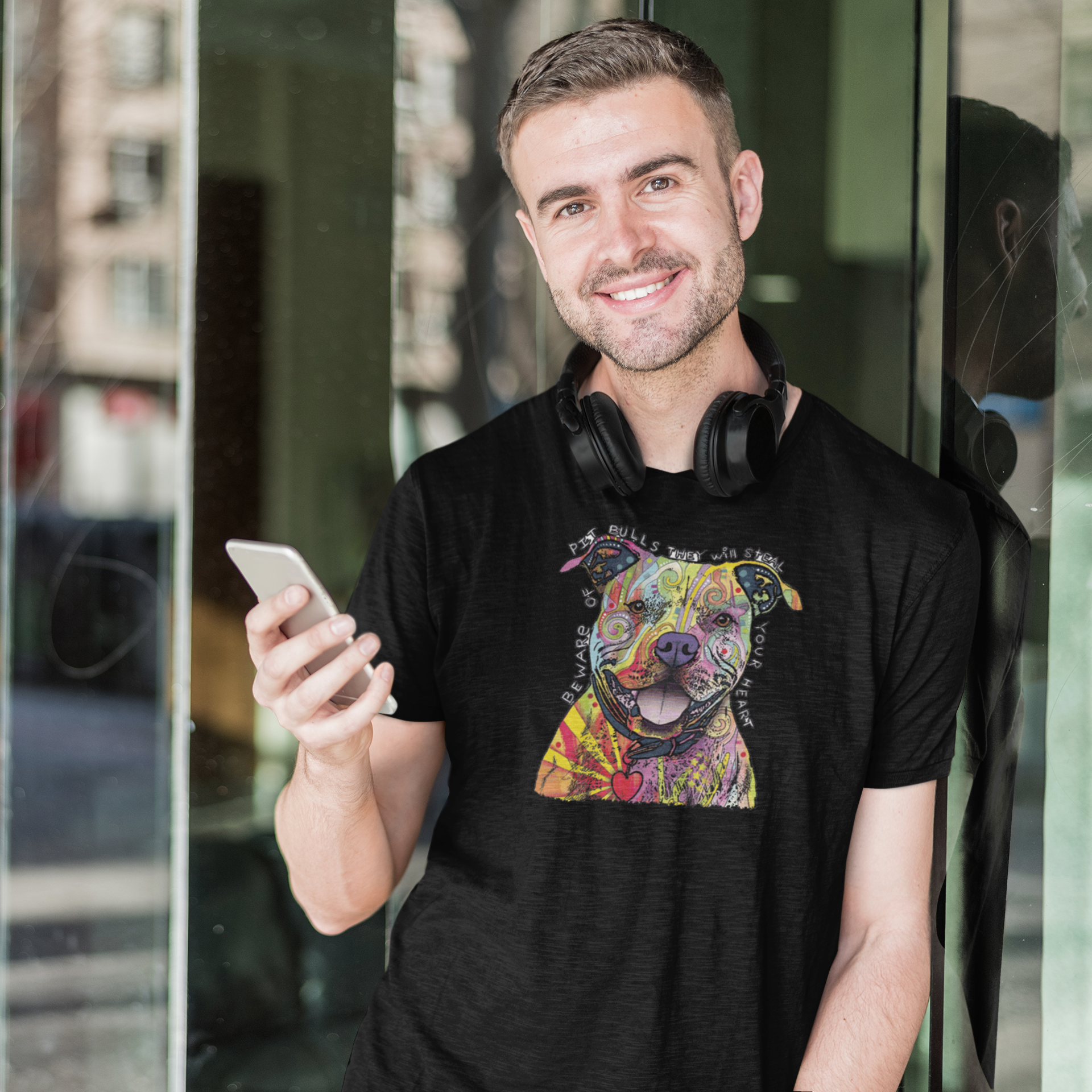 Men's Tee Solar Pitbulls Will Steal You Hearts Solar Color Changing Tee