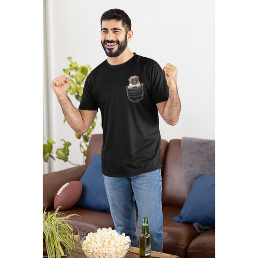 Men's Tee Cute Pocket Puppy Cotton Tee Available in multiple dog breeds.