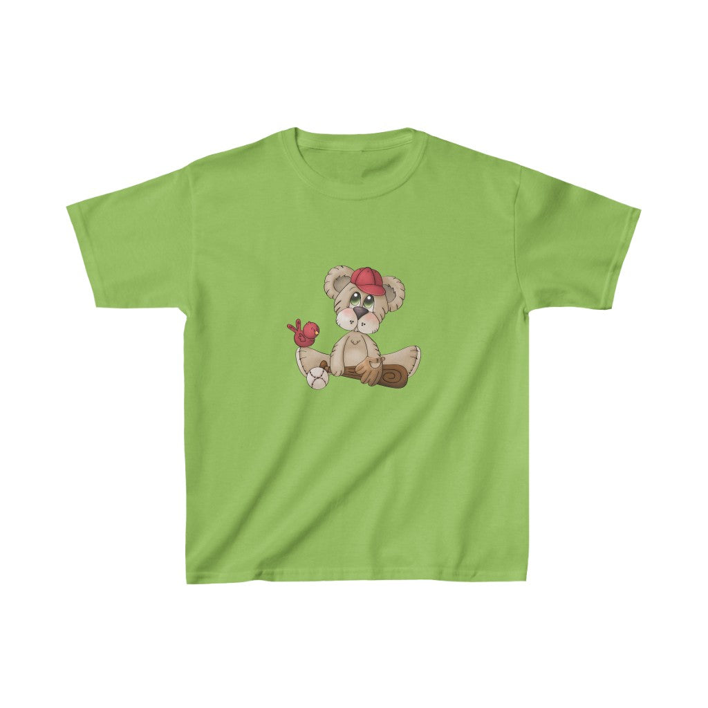 Toddler Lime Green Tee with Baseball Teddy Bear