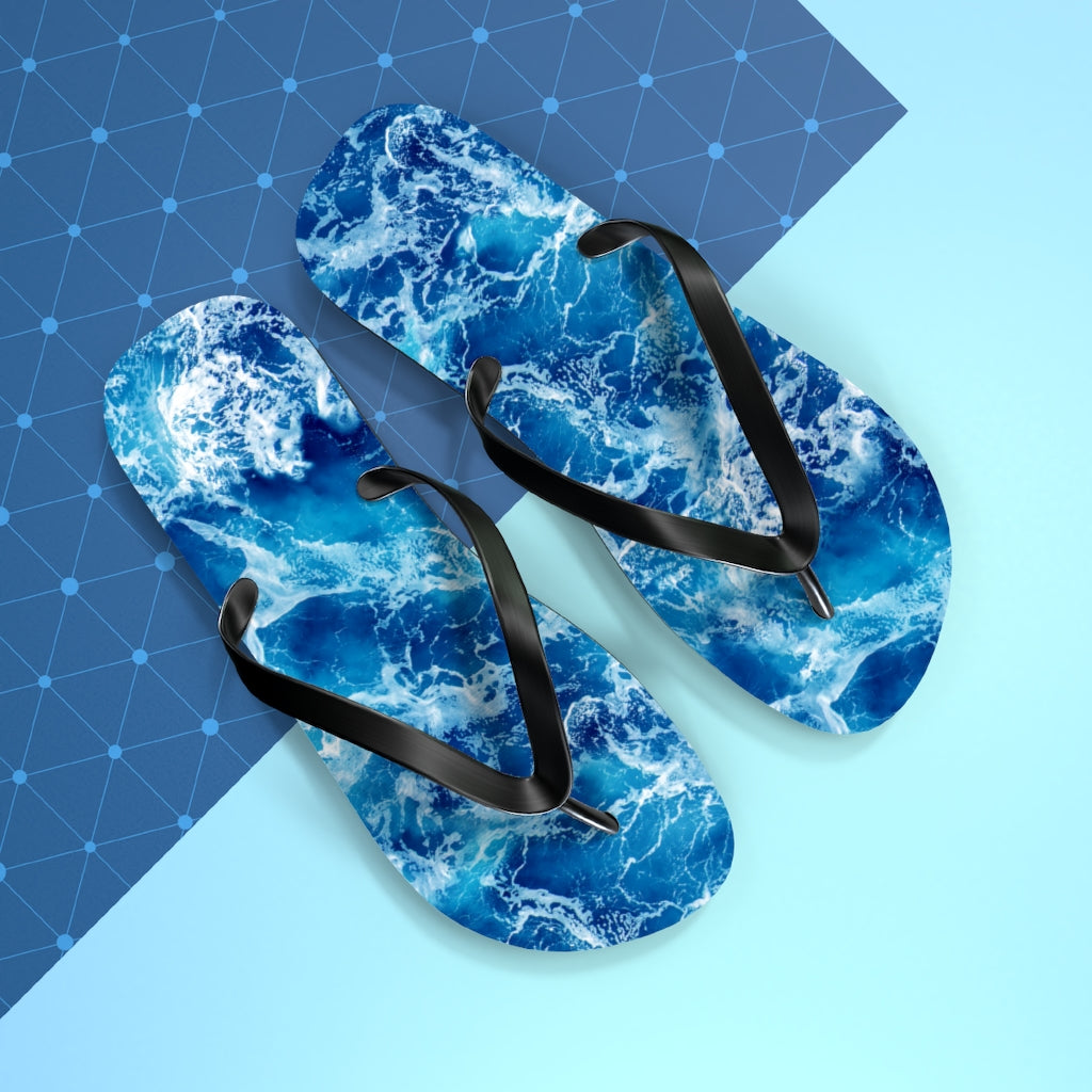 Women's Flip Flops Blue Ocean Waves Summer Flip Flops