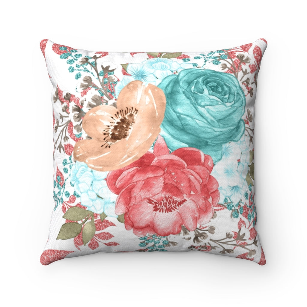 Decorative Pillow Springtime Flowers Spun Polyester Square Pillow