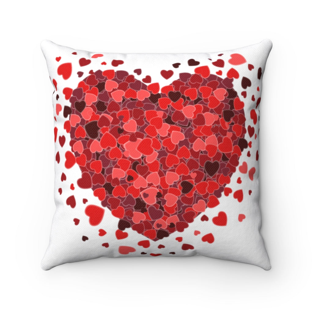 Decorative Pillow Scattered Hearts Spun Polyester Square Pillow