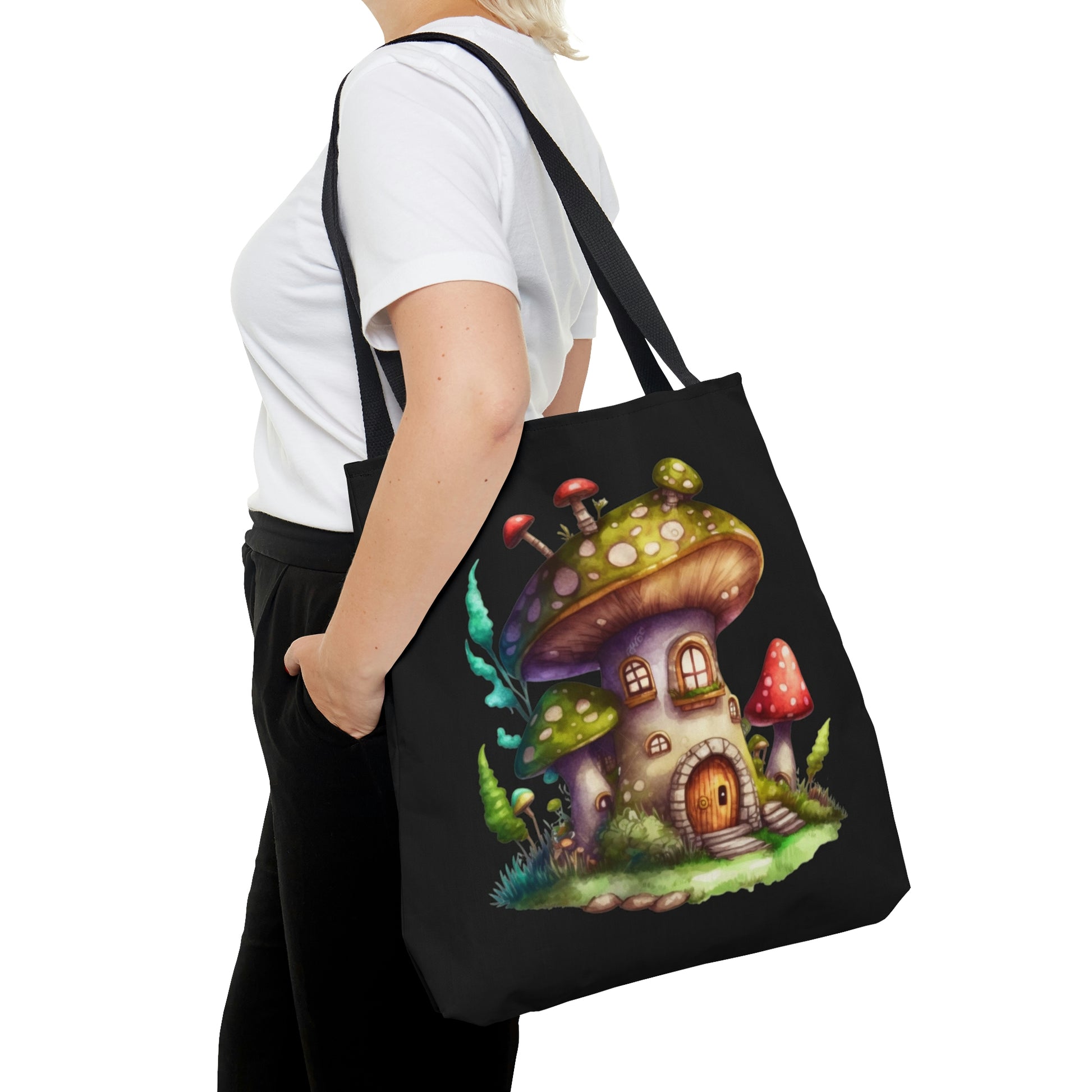 Tote Bag Mushroom Themed Black Tote Bag
