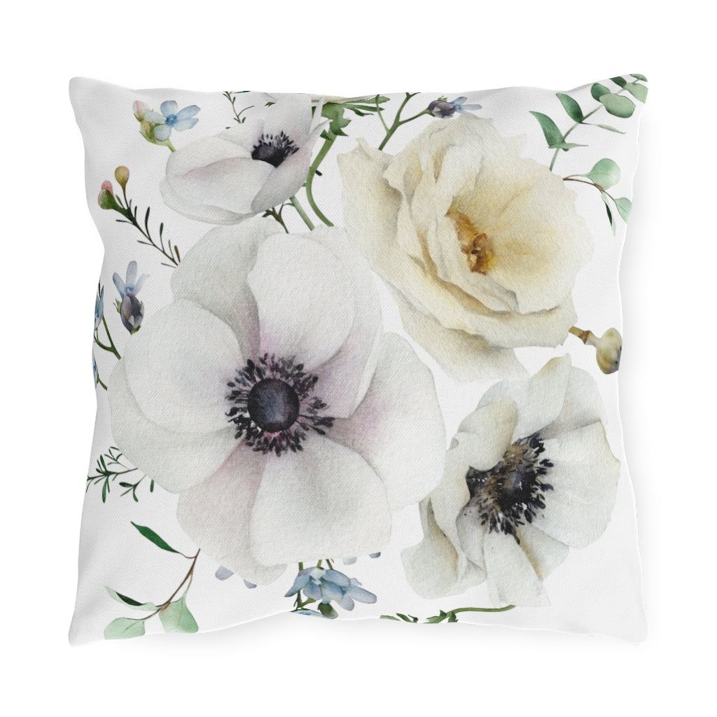 Decorative Pillow Outdoor Pillow White Hibiscus  Pillow