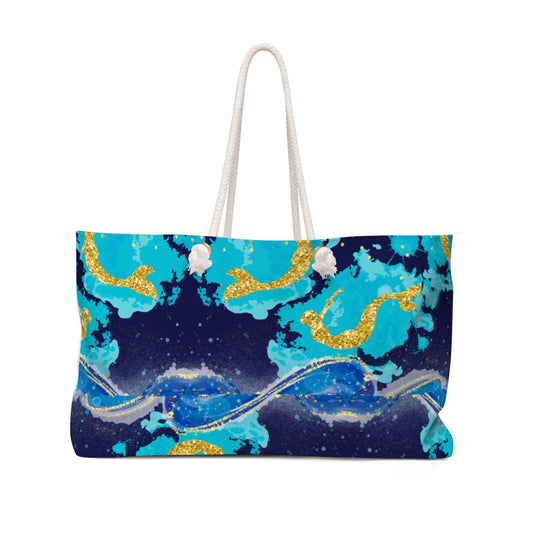 Travel Bag Weekend Bag Blue Mermaid Design Tote Shopping Anything Bag