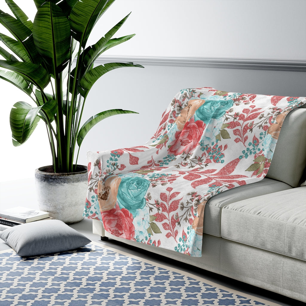 Decorative Blanket Springtime Flowers Velveteen Plush Blanket