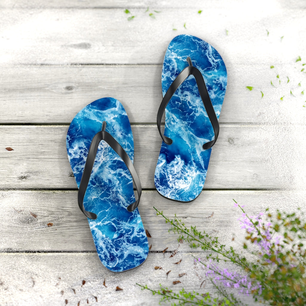 Women's Flip Flops Blue Ocean Waves Summer Flip Flops