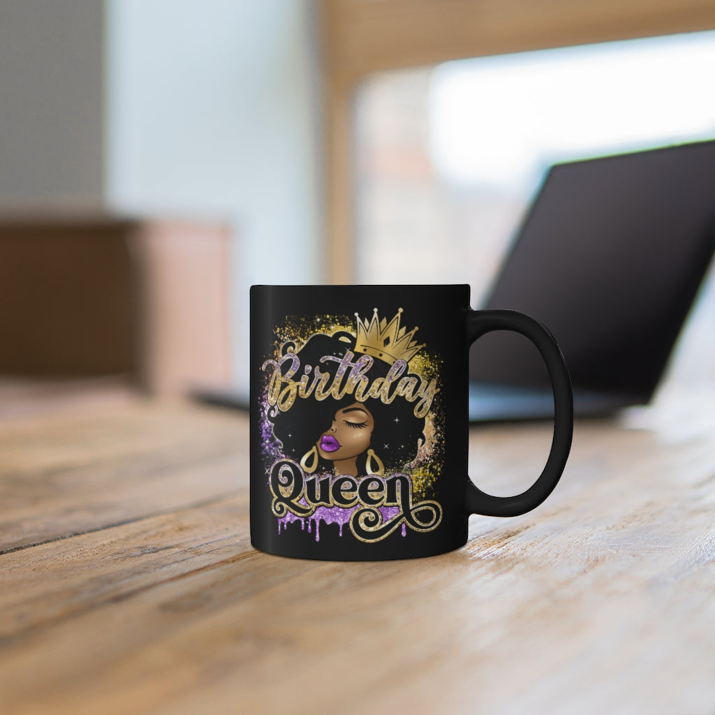 Coffee Mug Black Birthday Queen 11oz Black Mug