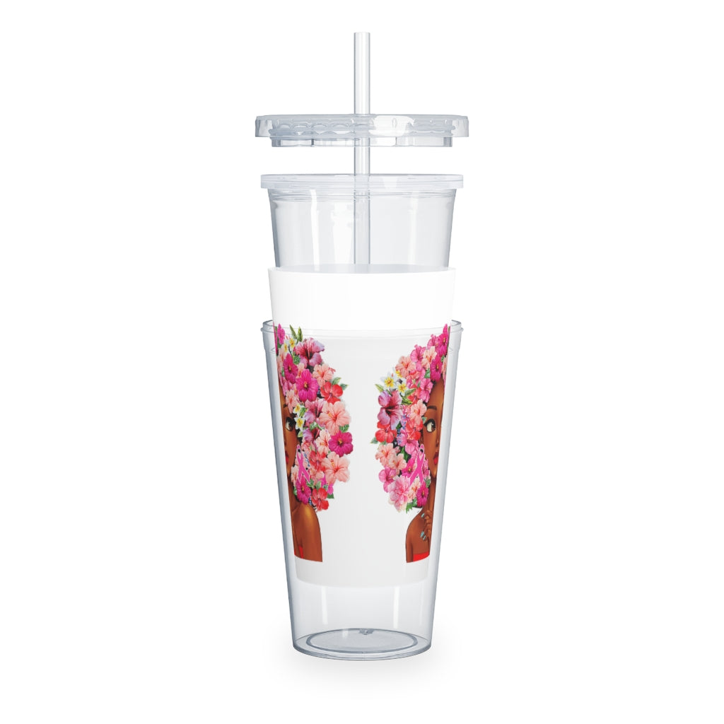 Plastic Tumbler Black Girl Plastic Tumbler with Straw