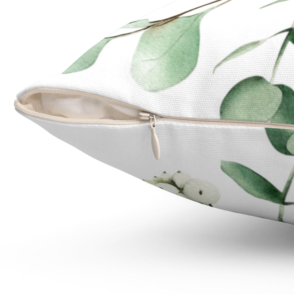 Decorative Pillow White Hibiscus Flowered Square Pillow