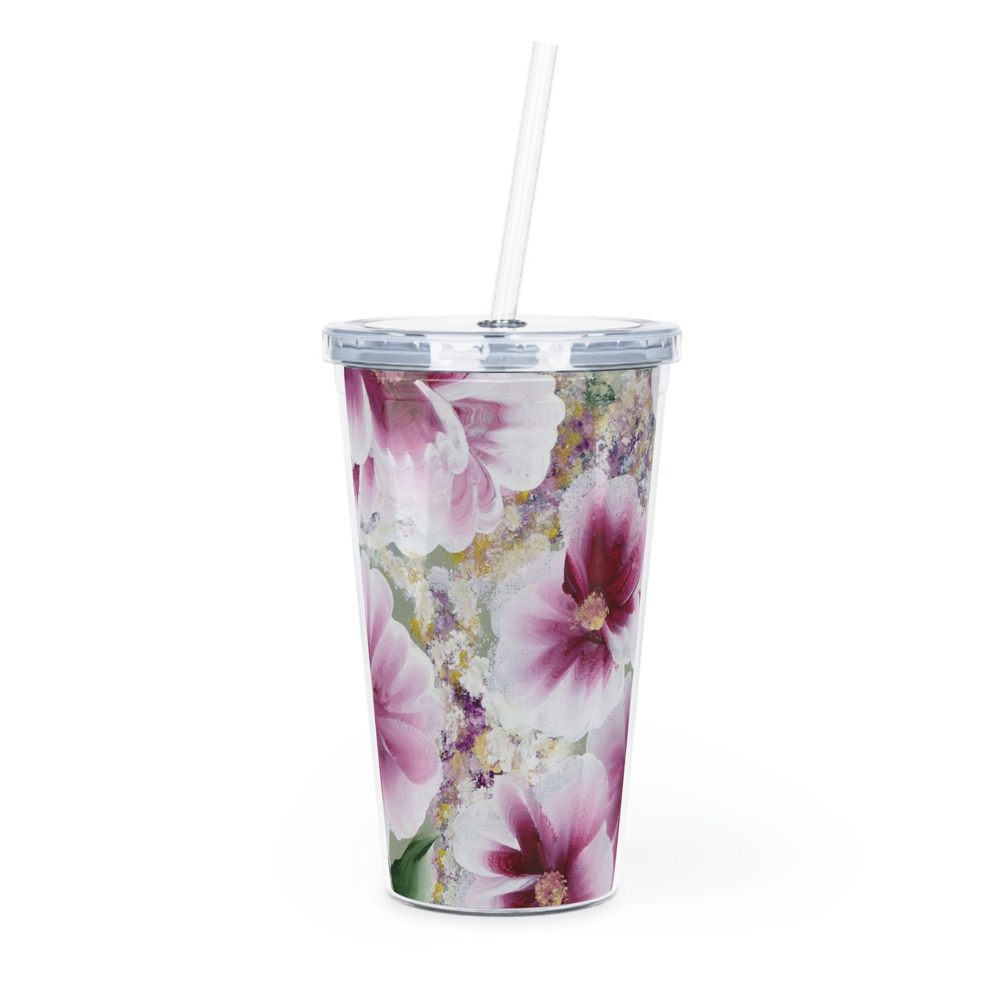 Plastic Tumbler Spring Flowers Tumbler with Straw