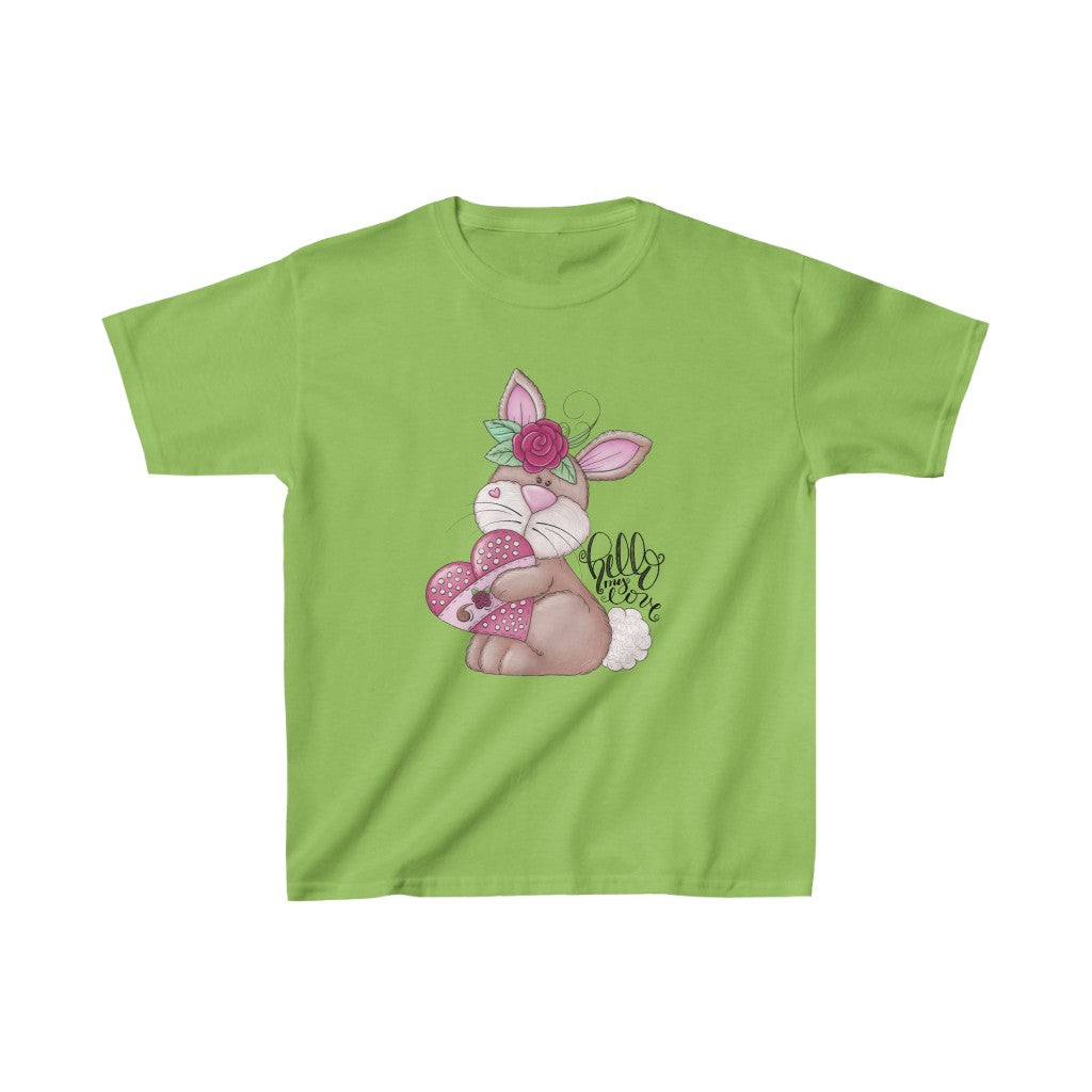 Girl's Cute Love Bunny Heavy Cotton Tee