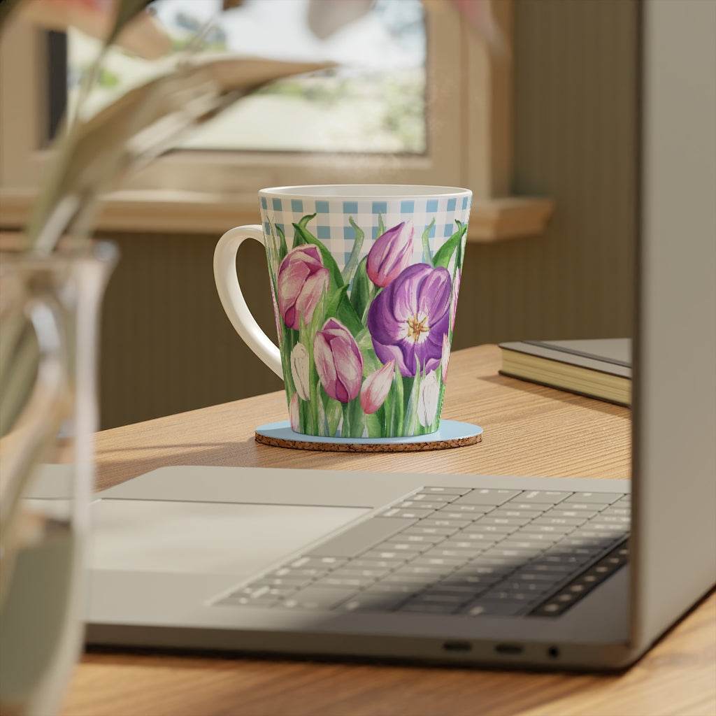 Coffee Mug Tulips on Blue Coffee Mug, 12oz