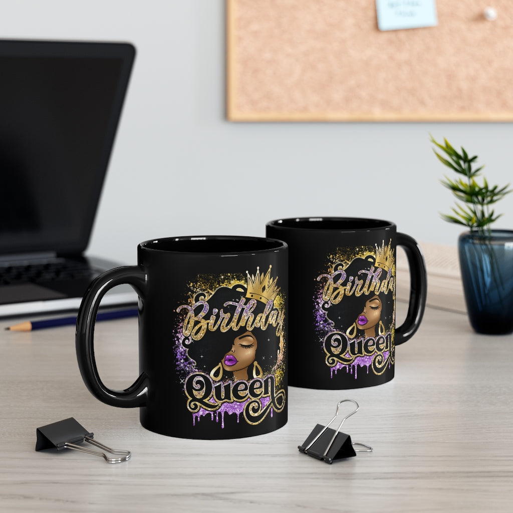 Coffee Mug Black Birthday Queen 11oz Black Mug