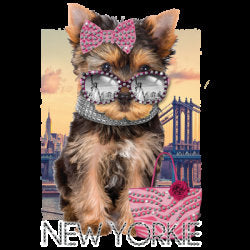 Women's Cute Yorkie Rhinestone Tee