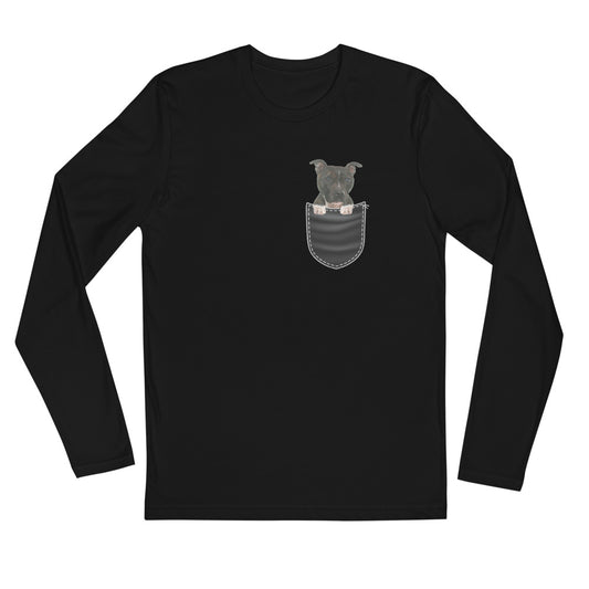 Men's Puppy In Your Pocket Long Sleeve Fitted Crew