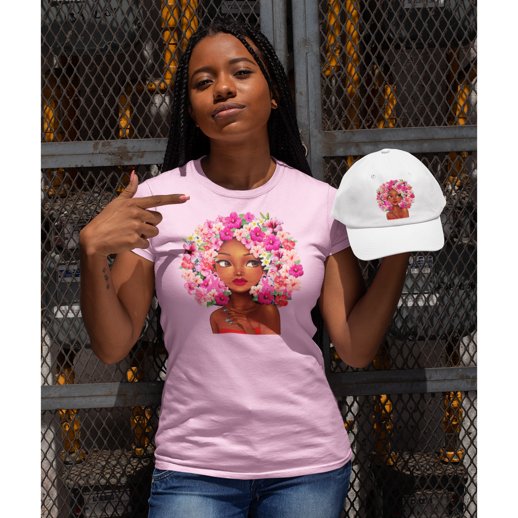 Black Girl wearing Black Girl with Multicolored Hair , Tee